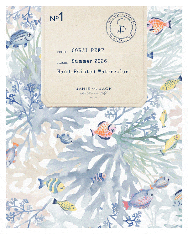 №1 - PRINT: CORAL REEF - SEASON: Summer 2026 - Hand-Painted Watercolor - JANIE AND JACK - Liberty London Craft