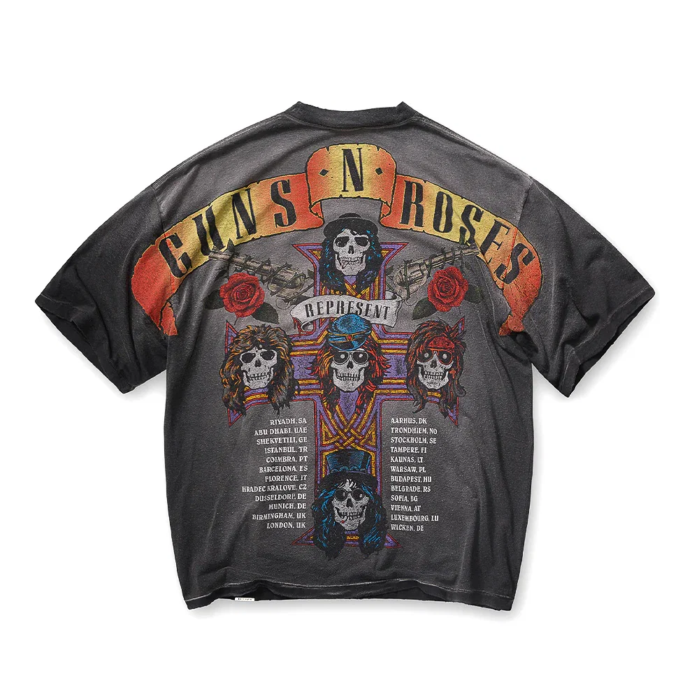 Image of Guns N Roses X Represent Tour SS Tee - Stained Black