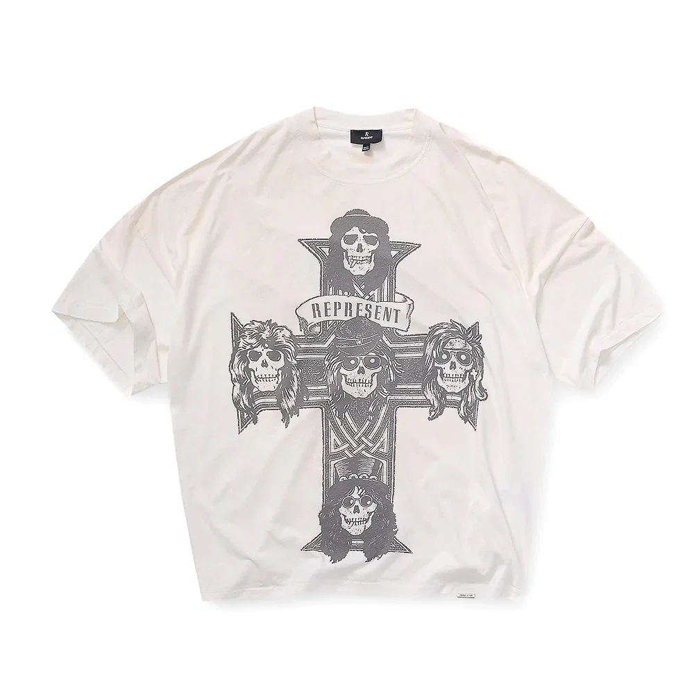 Image of Guns N Roses X Represent Cross SS Tee - Washed Ecru