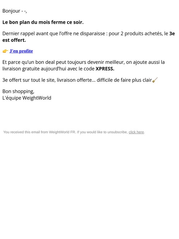 🚨 Dernier jour : 2 achetés = 3ème offert 🚨