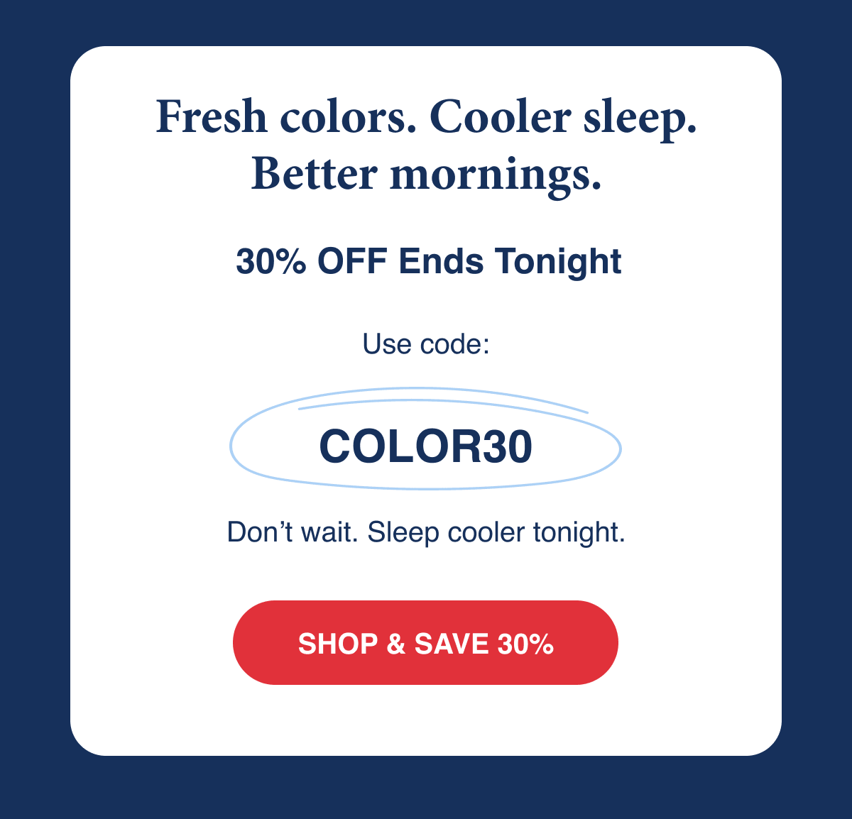 SHOP & SAVE 30% with code COLOR30