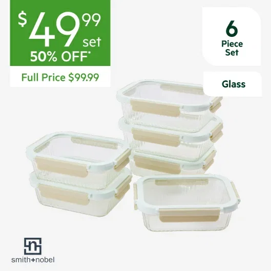 SMITH+NOBEL 6 Piece Ribbed Glass Food Storage Set