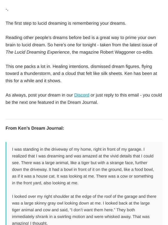 The Dream Journal - the tiger, the thunderstorm, and a cloud like silk