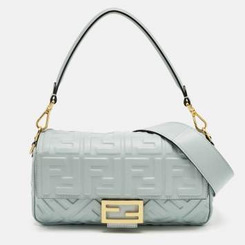 Light Blue Zucca Embossed Leat