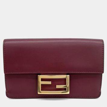 Burgundy Leather Flat Baguette