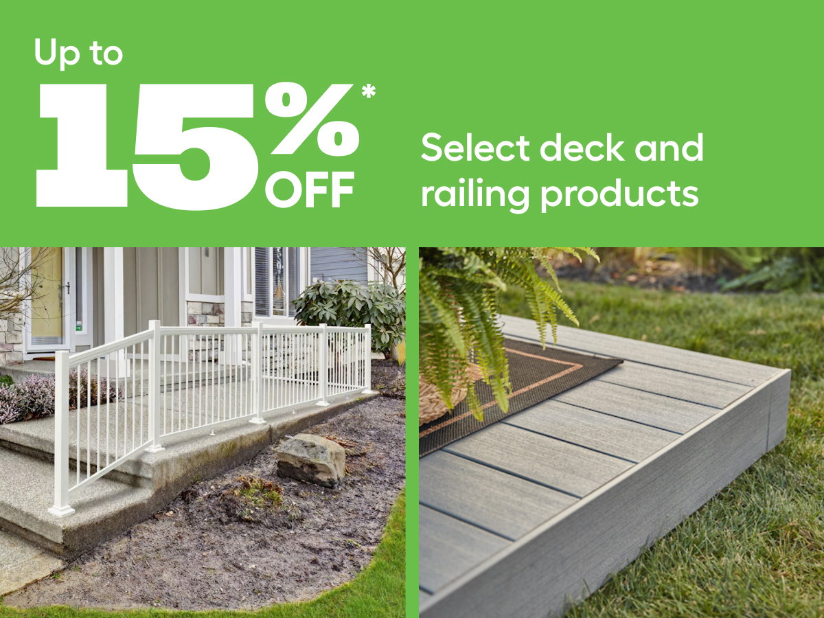 Up to 15% off select deck and fence products