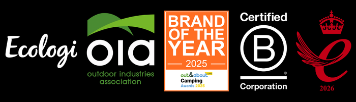 OLPRO is an Ecologi Partner, Member of the OIA, 2025 Brand of the Year Winner at the Out & About Camping Awards, a B-Corp Certified Business and a Queen's Award Winner
