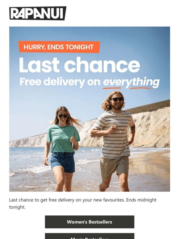 Free Delivery Ends Midnight Tonight