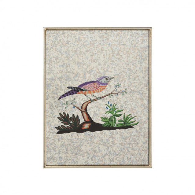 Square Antiqued Mirrored Bird