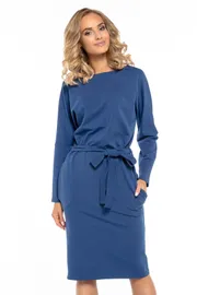 Cotton Knit Kimono Dress with Belt