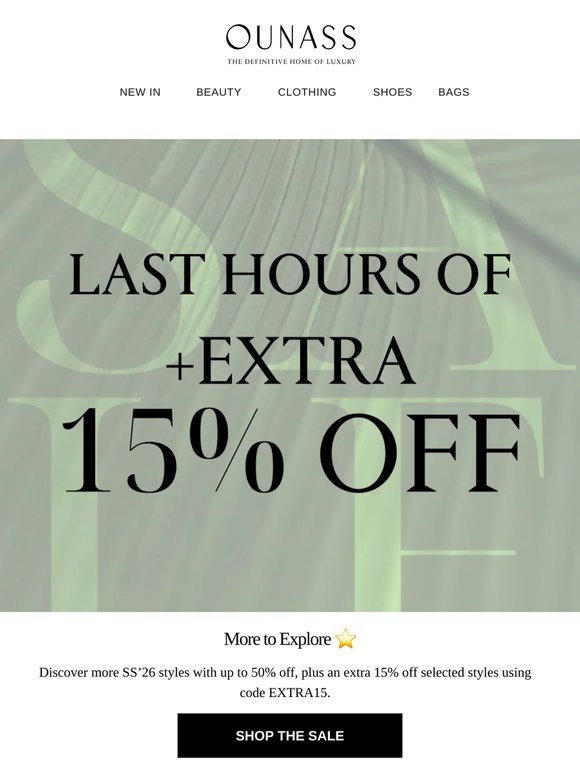 Final Hours: Extra 15% Off