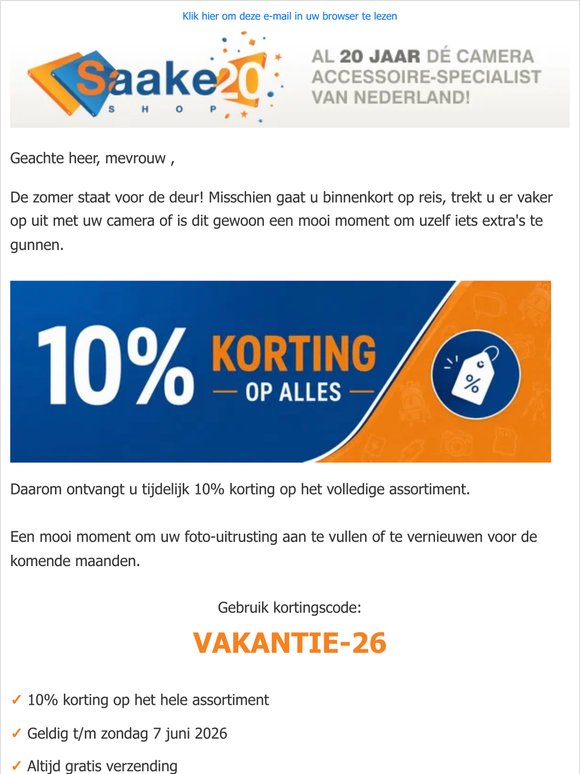 Vakantiegeld Deal: 10% korting op alles