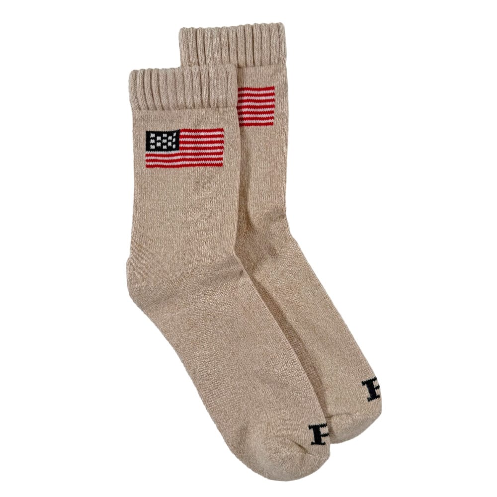 Image of American Flag Cotton Marled Socks - Wheat/Natural