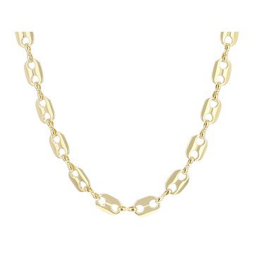 18k Yellow Gold Over Bronze Polished Flat Mariner 20 Inch Necklace