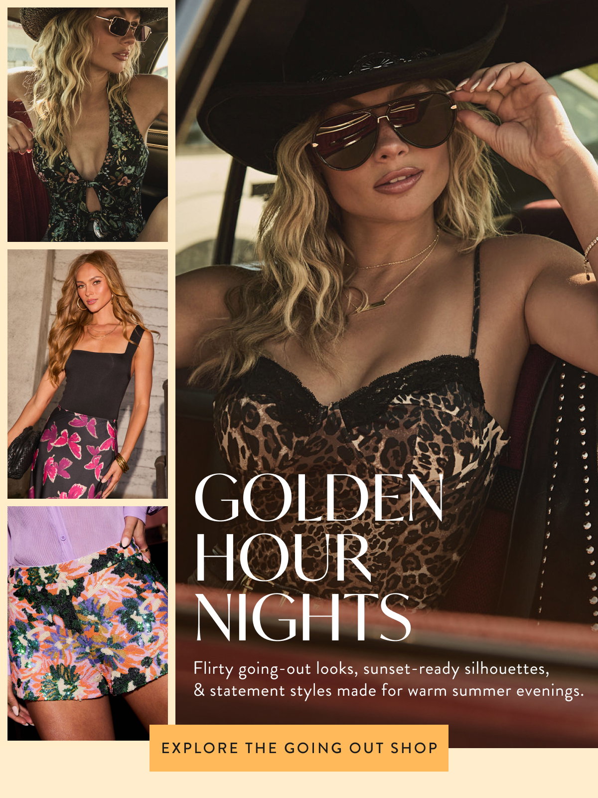 Golden Hour Nights. Explore The Going Out Shop 