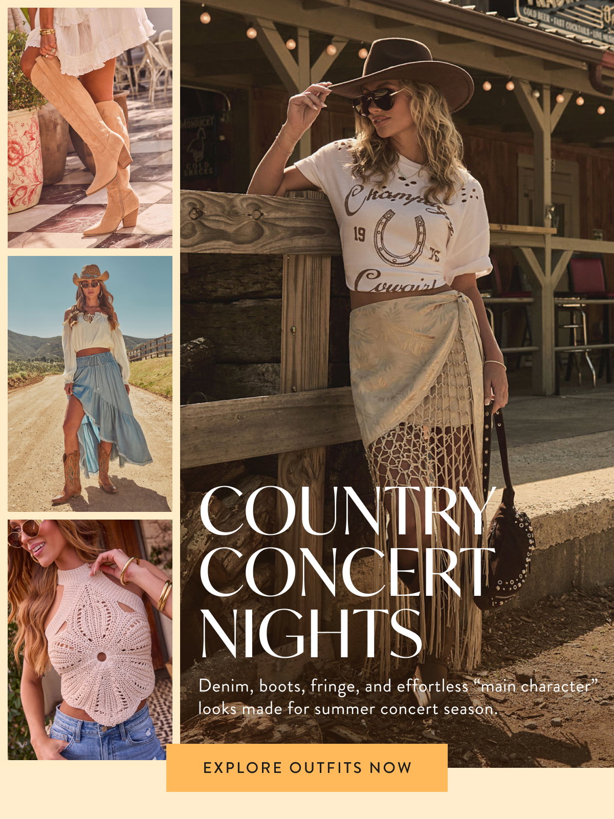 Country Concert Nights. Explore Outfits Now