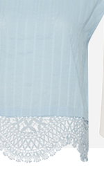 LTS Tall Light Blue Crochet Hem Cotton Top