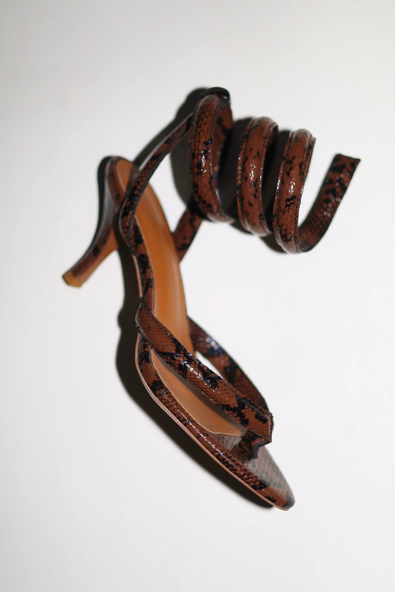 Image of Georgina Brown Snake Thong Heel 75 mm