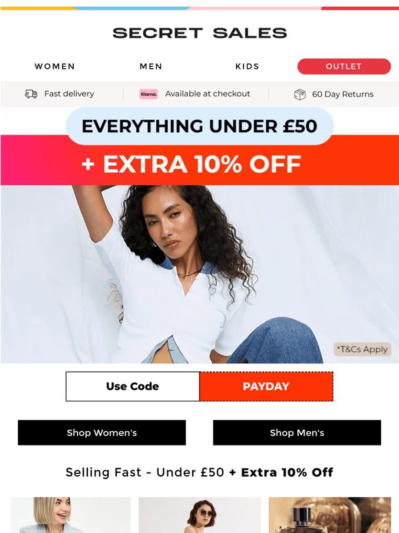 All Styles UNDER £50 + Extra 10% Off
