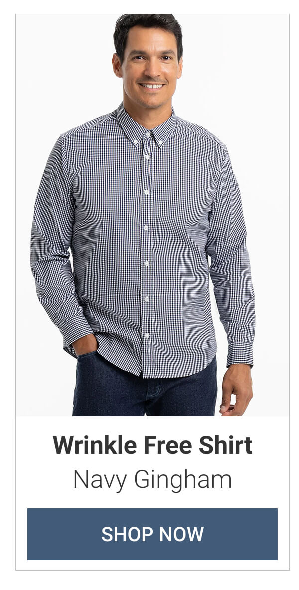 Navy Gingham Wrinkle Free Shirt
