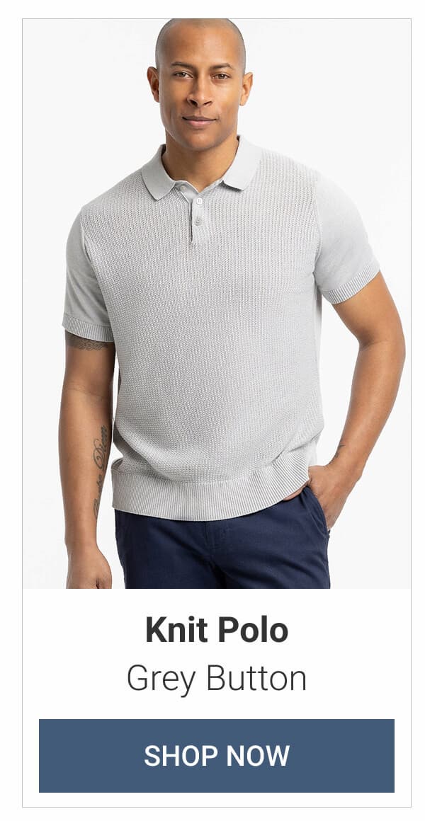 Grey Button Knit Polo