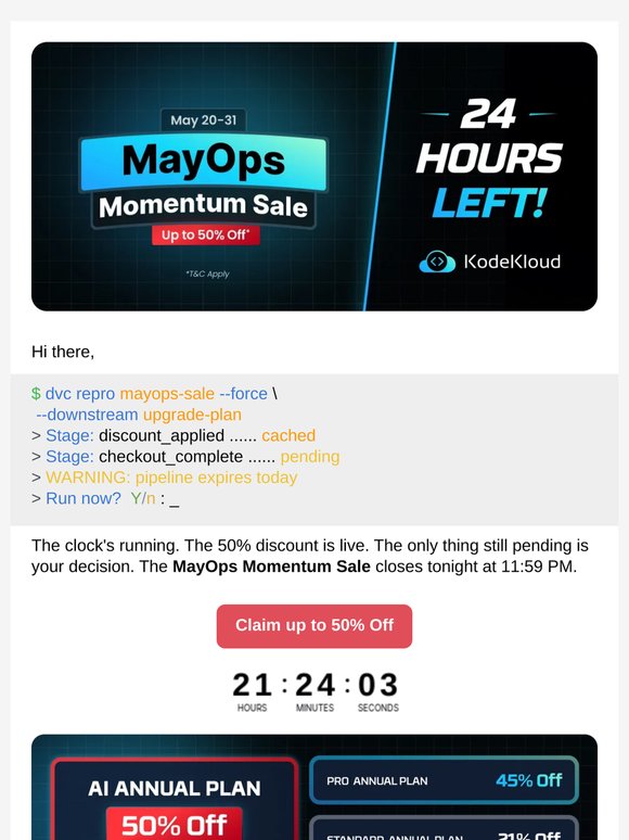 *TICK-TOCK-TICK* Final Hours to Save 50%