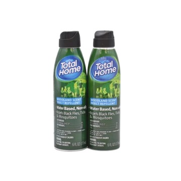 Total Home Water-Based Woodland Scent Insect Bug Repellent Spray 6 fl oz (2 Pack)