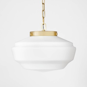 Milk Glass Adjustable Pendant Ceiling Light Brass Finish - Hearth & Hand wi