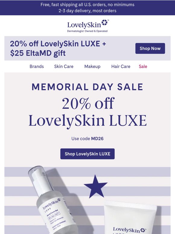 Hurry, 20% off LovelySkin LUXE ends at MIDNIGHT!