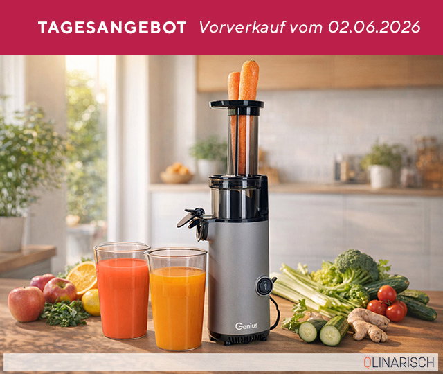 Tagesangebot im Vorverkauf 885380 GENIUS Slowjuicer Kompaktformat 9tlg. Set Motorleistung 130W