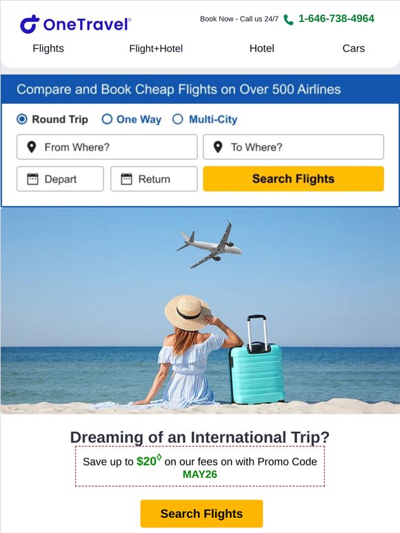 🌎 International Flight Deals! Save up to $20 on Our Fees!