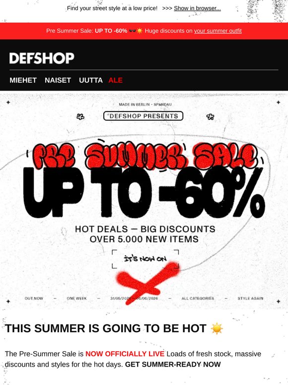 Pre-Summer Sale 🕶️☀️ UP TO 60% OFF + 5.000 new items