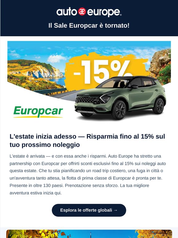 C'è ancora tempo – Fino al 15% di sconto con Europcar