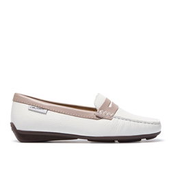 Bettina White Rose Leather Loafers