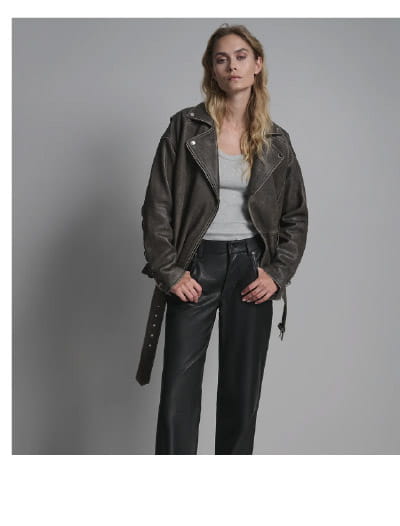 Briana Oversized Asymmetric Leather Moto Jacket