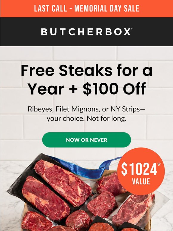 ‼️ Last call for FREE steaks + $100 OFF ‼️