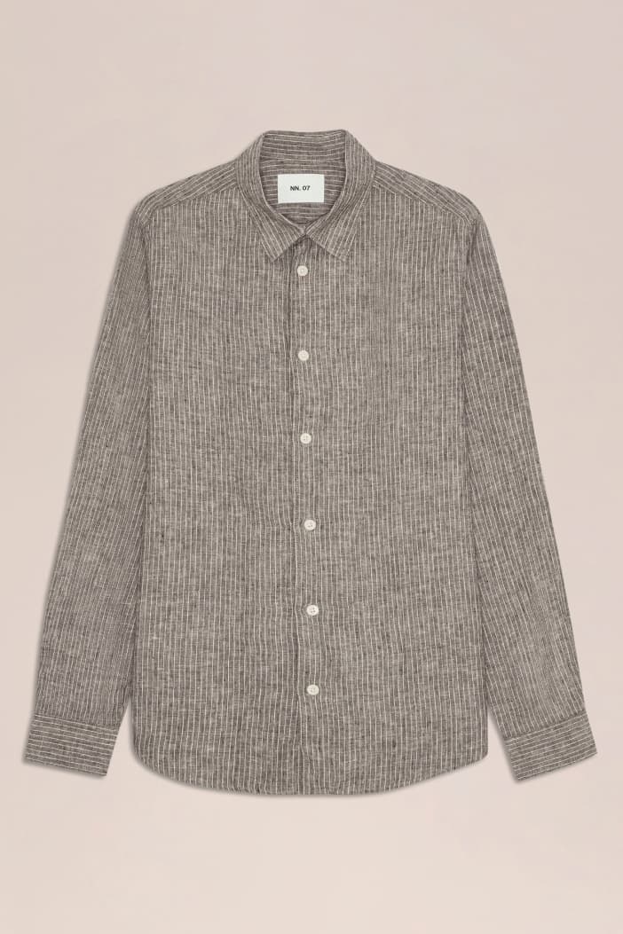 'Enzo' Clay Stripe Linen Shirt