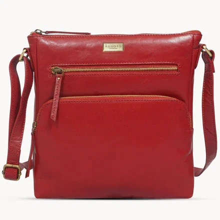 'AGATHA' Chillipepper Red Vintage Polished VT Real Leather Crossbody Bag