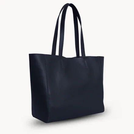 'ABINGDON' Navy Real Leather Designer Tote Bag