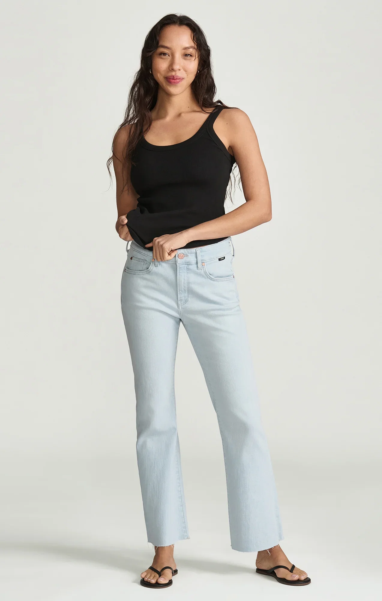 Image of VICKY CROPPED BOOTCUT IN BLEACHED FLEX BLUE