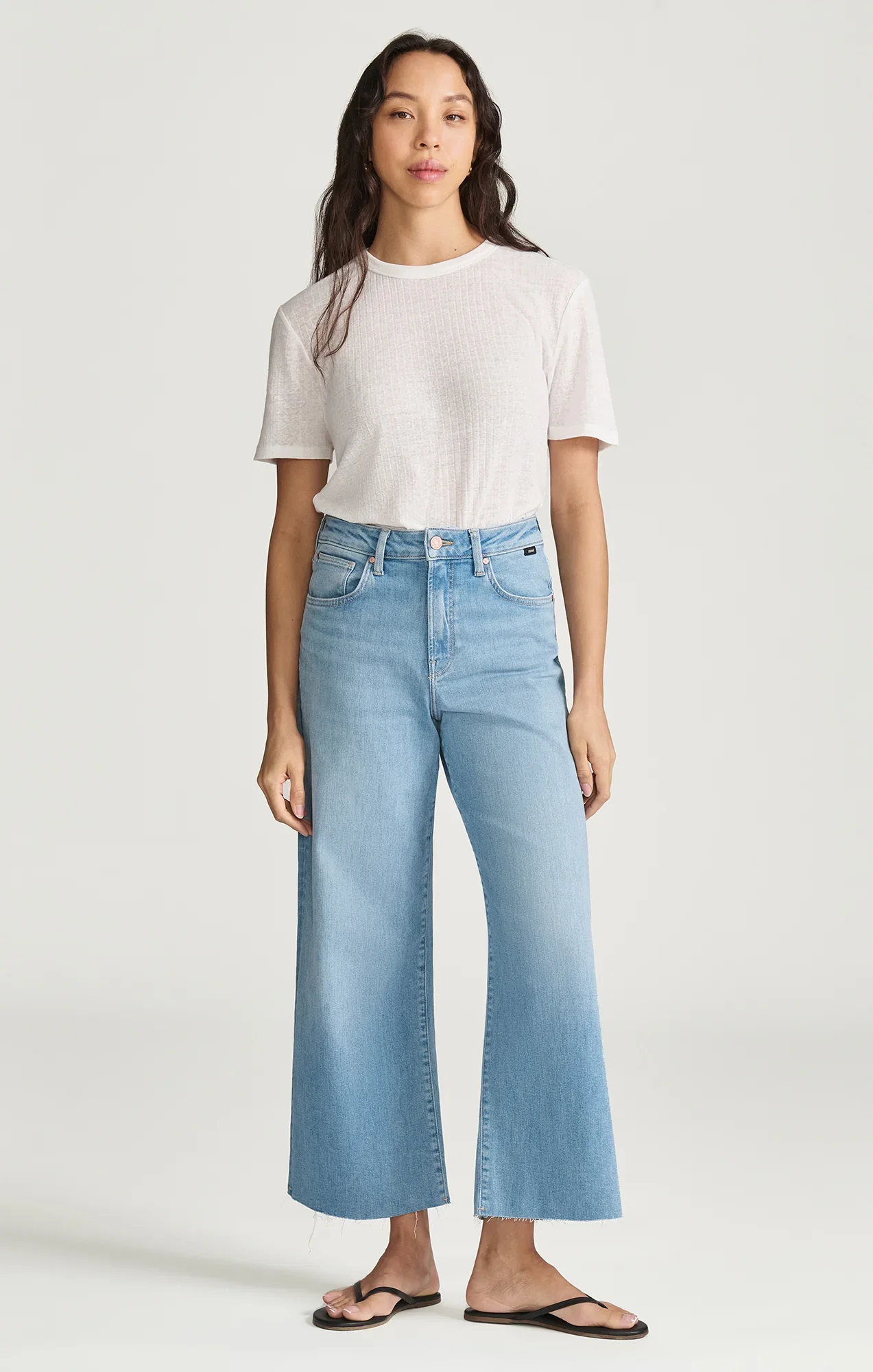 Image of PALOMA CROPPED WIDE LEG IN LIGHT BRUSHED FLEX BLUE
