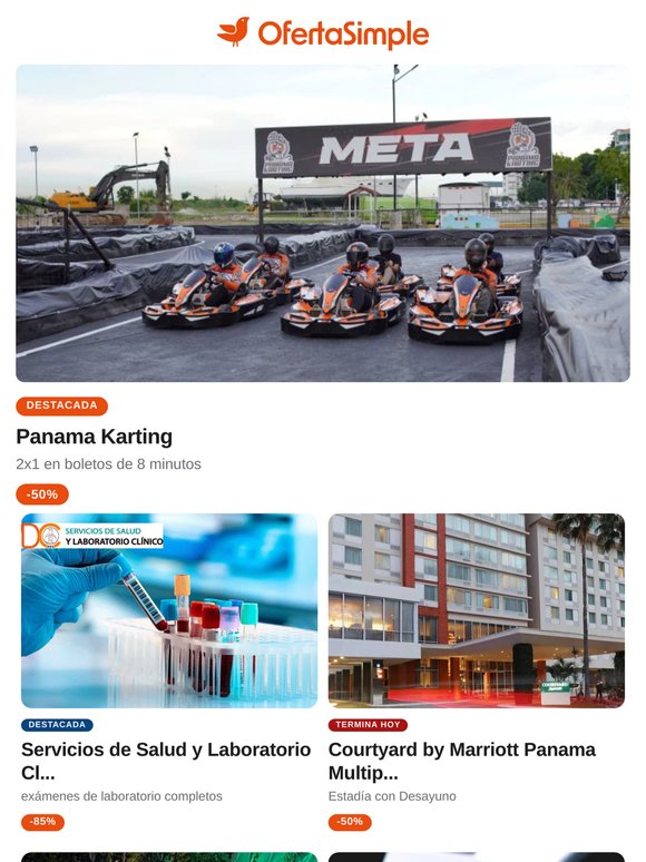 🏎️ Panama Karting, VDC, Westin y más ofertas destacadas
