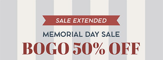 Memorial Day Sale. BOGO 50% OFF.