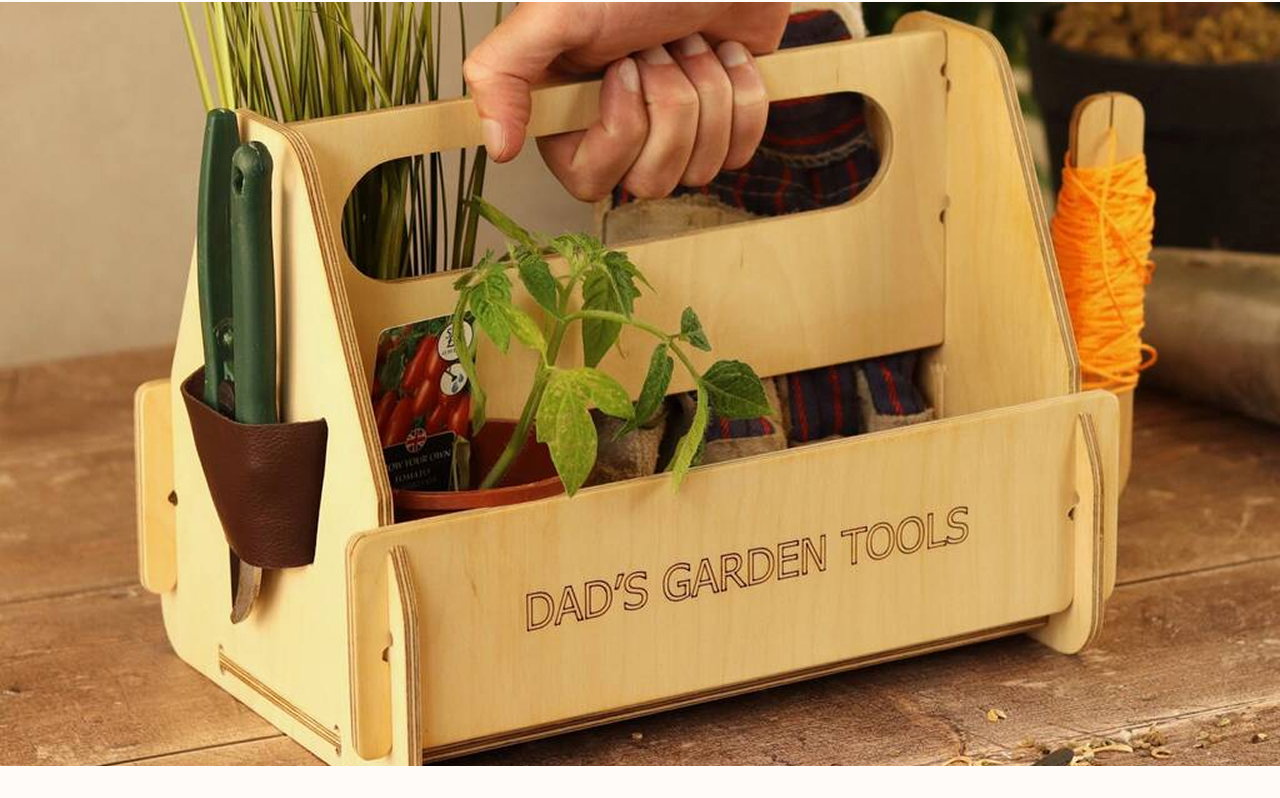 Personalised Wooden Garden Tool Caddy – Gardener Gift For Father’s Day