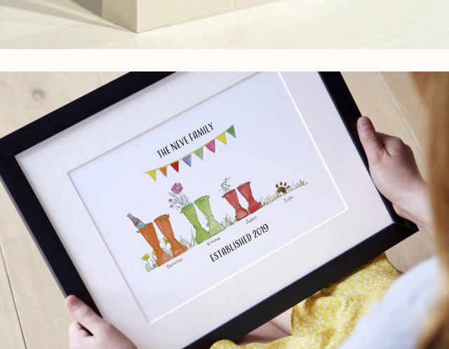 Personalised Welly Boot Family Print