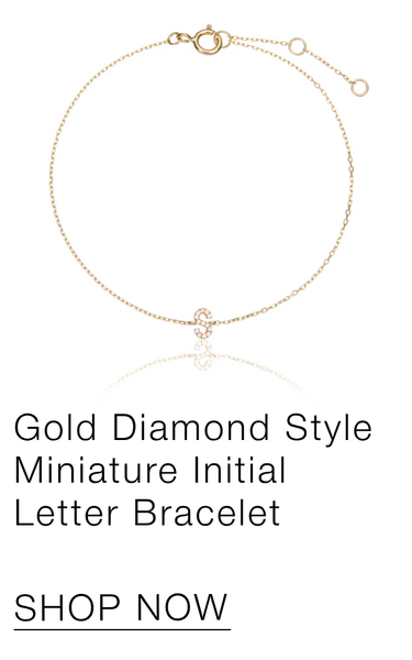 Gold Diamond Style Miniature Initial Letter Bracelet