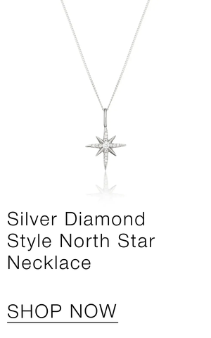 Silver Diamond Style North Star Necklace