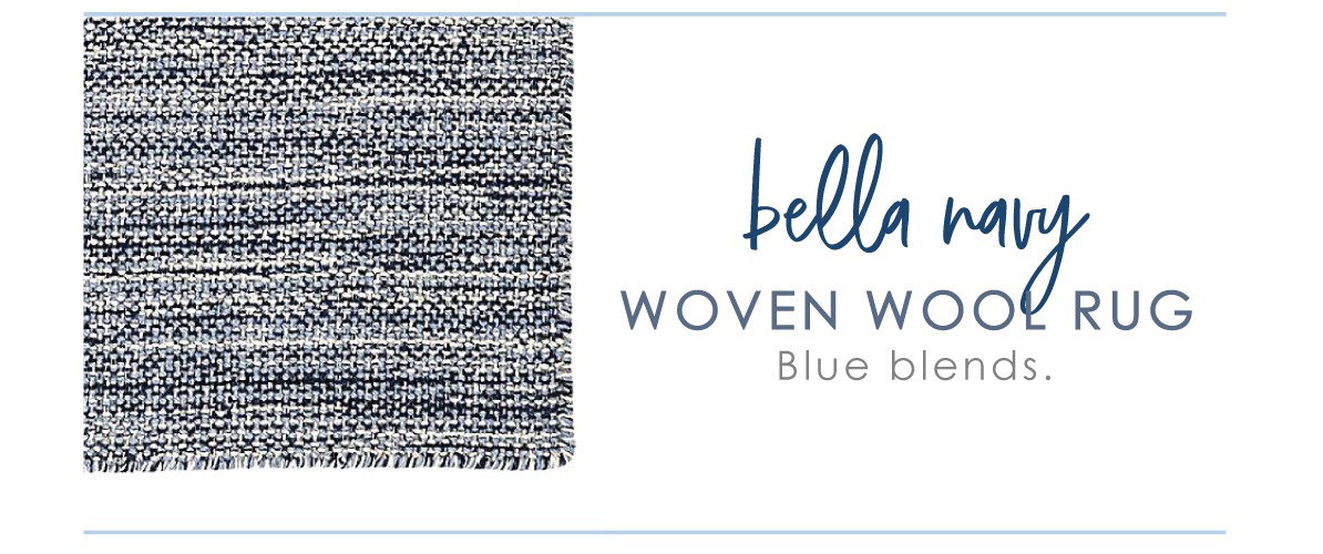 Shop Bella Navy Woven Wool Rug.