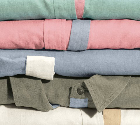 Ladies Linen Blend Contrast Trim Shirt