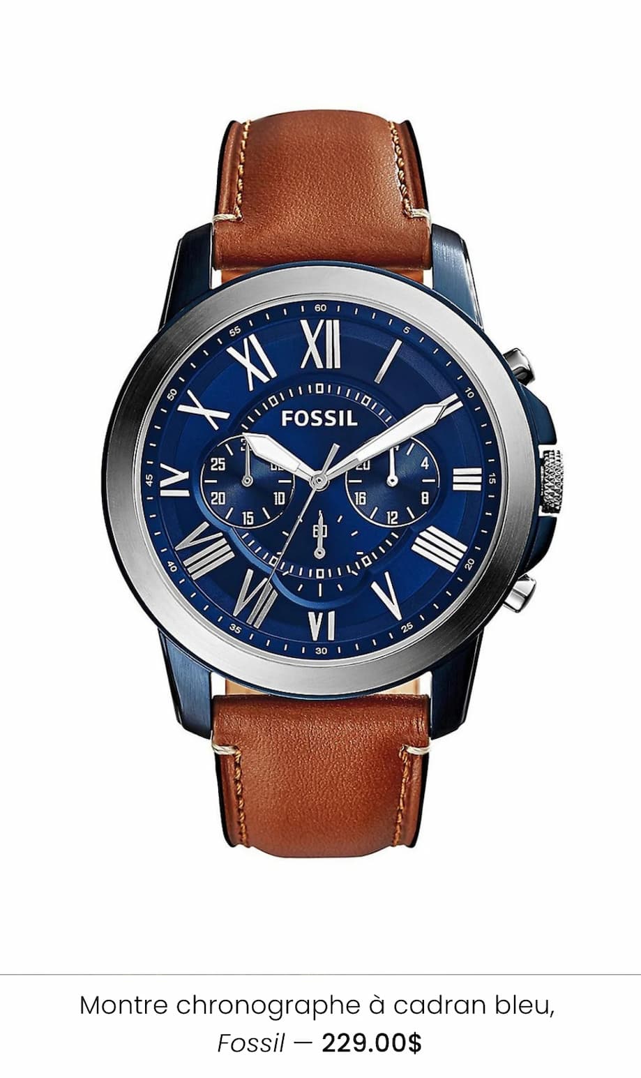 Montre chronographe à cadran bleu